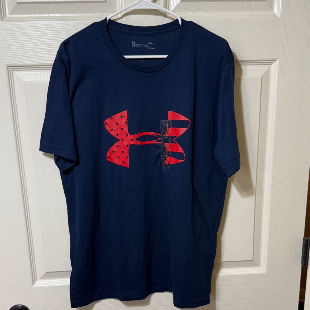 Under Armour Dark Blue Tee with Red Emblem NWOT